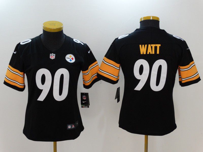 Women Pittsburgh Steelers #90 Watt Black Nike Vapor Untouchable Limited NFL Jerseys->->Women Jersey